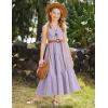 Arshiner Girls Summer Dress Casual Loose Sleeveless Sundress Flowy Beach Maxi Dresses with Pockets(Purple)