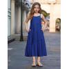 Arshiner Girls Summer Dress Casual Loose Sleeveless Sundress Flowy Beach Maxi Dresses with Pockets(Royal Blue)