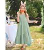 Arshiner Girls Summer Dress Casual Loose Sleeveless Sundress Flowy Beach Maxi Dresses with Pockets(Sage Green)