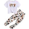 Arshiner Girls Clothing Sets Tie Dye Twist Front Tops & Sweatpants Outfits Sportwear Sweatsuits Tracksuits 4-13 Year(White Floral)
