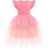 Arshiner Toddler Tutu Dress Little Girls Irregular Tulle Princess Birthday Party Formal Dresses(Gradient Pink Beige)