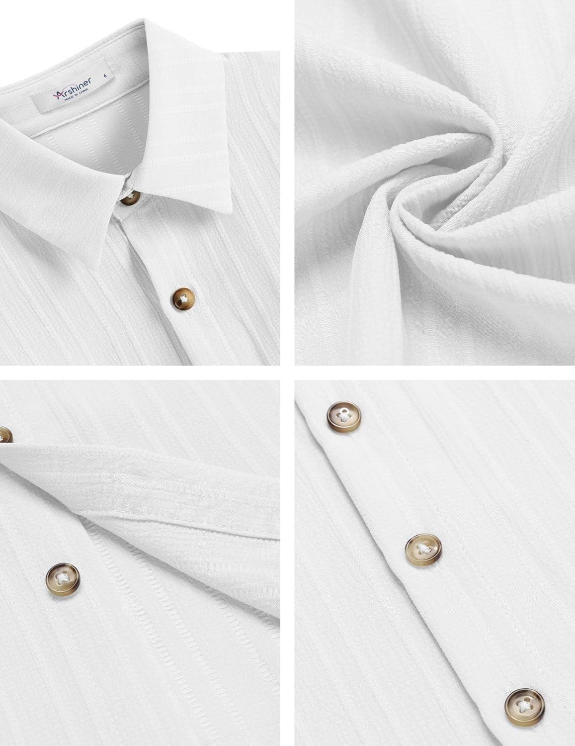 image:imageArshiner Boys Casual Short Sleeve Button Down Shirt Fashion Textured Summer Beach Shirt 313 Years OldOffwhite