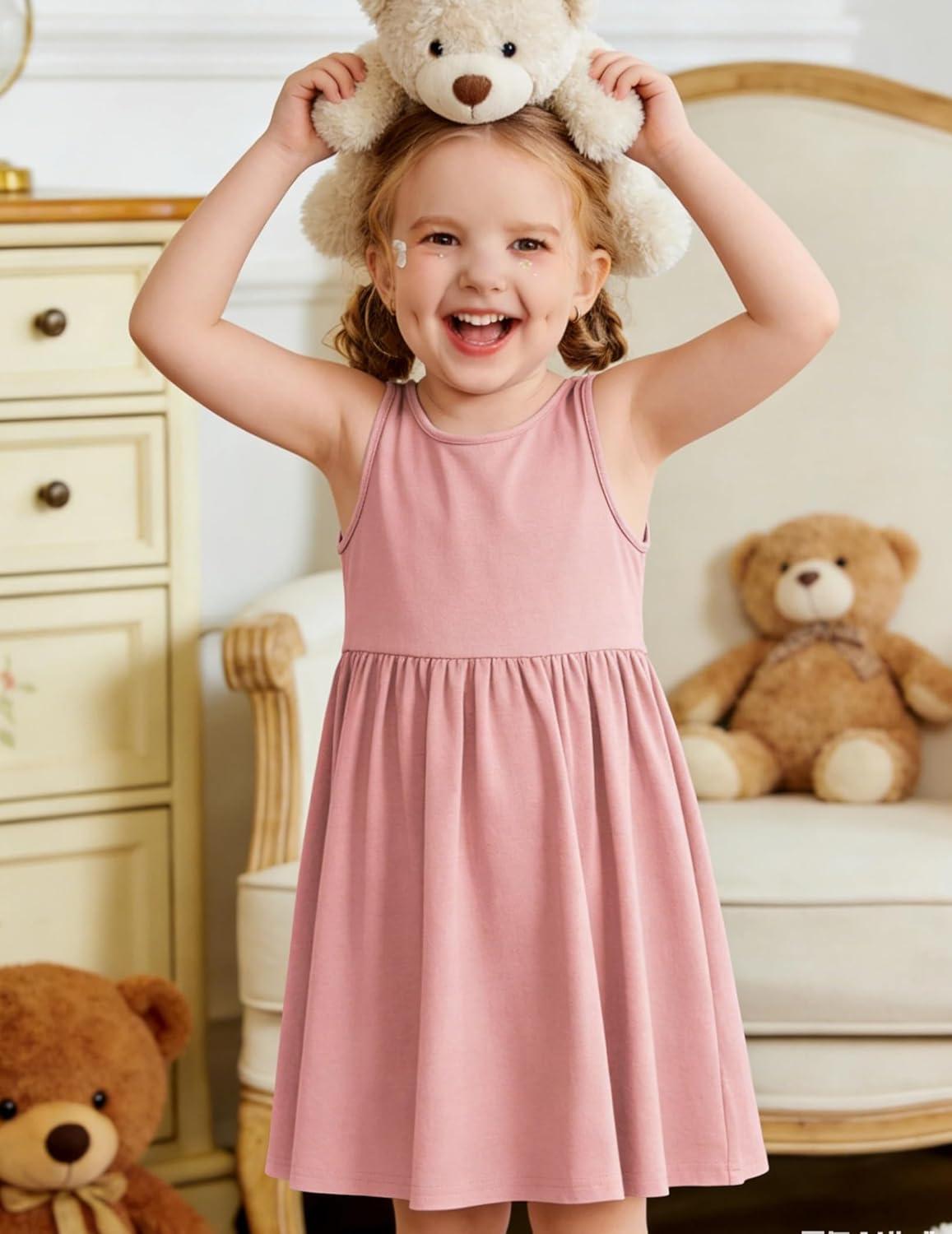image:imageArshiner Toddler Girls Summer Dress Backless Sleeveless Cotton Casual Beach Party Sundress with PocketsPink
