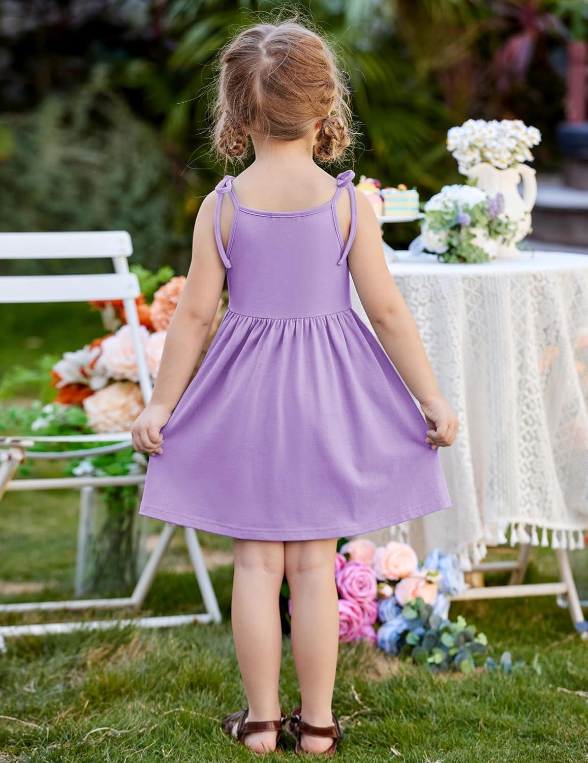 image:imageArshiner Toddler Summer Dress Little Girls Sleeveless Bowknot Sundress Casual Beach Party Dresses with PocketPurple