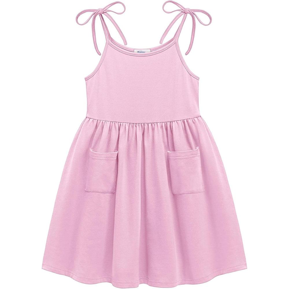 image:imageArshiner Toddler Summer Dress Little Girls Sleeveless Bowknot Sundress Casual Beach Party Dresses with PocketLight Pink