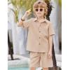 Arshiner Boys Casual Short Sleeve Button Down Shirt Fashion Textured Summer Beach Shirt 3-13 Years Old(Apricot)