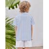 Arshiner Boys Casual Short Sleeve Button Down Shirt Fashion Textured Summer Beach Shirt 3-13 Years Old(Blue/White Stripe)