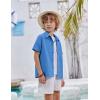 Arshiner Boys Casual Short Sleeve Button Down Shirt Fashion Textured Summer Beach Shirt 3-13 Years Old(Bright Blue)