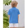Arshiner Boys Casual Short Sleeve Button Down Shirt Fashion Textured Summer Beach Shirt 3-13 Years Old(Bright Blue)