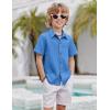 Arshiner Boys Casual Short Sleeve Button Down Shirt Fashion Textured Summer Beach Shirt 3-13 Years Old(Bright Blue)