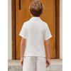 Arshiner Boys Casual Short Sleeve Button Down Shirt Fashion Textured Summer Beach Shirt 3-13 Years Old(Off-white)