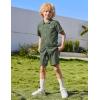 Arshiner Boys Woven Shorts Set Academic Style Button Down Shirt and Denim Shorts Casual 2-Piece Clothes Outfits 4-12 Years(Army Green)