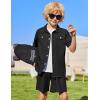 Arshiner Boys Woven Shorts Set Academic Style Button Down Shirt and Denim Shorts Casual 2-Piece Clothes Outfits 4-12 Years(Black)