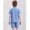 Arshiner Boys Woven Shorts Set Academic Style Button Down Shirt and Denim Shorts Casual 2-Piece Clothes Outfits 4-12 Years(Blue)