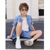Arshiner Boys Woven Shorts Set Academic Style Button Down Shirt and Denim Shorts Casual 2-Piece Clothes Outfits 4-12 Years(Blue)