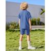 Arshiner Boys Woven Shorts Set Academic Style Button Down Shirt and Denim Shorts Casual 2-Piece Clothes Outfits 4-12 Years(Dark Blue)