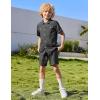 Arshiner Boys Woven Shorts Set Academic Style Button Down Shirt and Denim Shorts Casual 2-Piece Clothes Outfits 4-12 Years(Dark Grey)