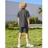Arshiner Boys Woven Shorts Set Academic Style Button Down Shirt and Denim Shorts Casual 2-Piece Clothes Outfits 4-12 Years(Dark Grey)
