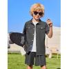 Arshiner Boys Woven Shorts Set Academic Style Button Down Shirt and Denim Shorts Casual 2-Piece Clothes Outfits 4-12 Years(Dark Grey)