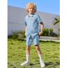 Arshiner Boys Woven Shorts Set Academic Style Button Down Shirt and Denim Shorts Casual 2-Piece Clothes Outfits 4-12 Years(Light Blue)