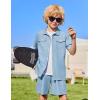 Arshiner Boys Woven Shorts Set Academic Style Button Down Shirt and Denim Shorts Casual 2-Piece Clothes Outfits 4-12 Years(Light Blue)