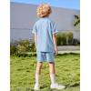 Arshiner Boys Woven Shorts Set Academic Style Button Down Shirt and Denim Shorts Casual 2-Piece Clothes Outfits 4-12 Years(Light Blue)