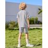 Arshiner Boys Woven Shorts Set Academic Style Button Down Shirt and Denim Shorts Casual 2-Piece Clothes Outfits 4-12 Years(Light Grey)