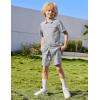 Arshiner Boys Woven Shorts Set Academic Style Button Down Shirt and Denim Shorts Casual 2-Piece Clothes Outfits 4-12 Years(Light Grey)