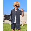 Arshiner Boys Woven Shorts Set Academic Style Button Down Shirt and Denim Shorts Casual 2-Piece Clothes Outfits 4-12 Years(Navy Blue)