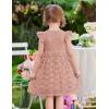 Arshiner Flower Girl Dress Toddler Lace Tutu Ruffle Sleeve Wedding Birthday Party Tulle Dresses(Dusty Pink)