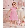 Arshiner Flower Girl Dress Toddler Lace Tutu Ruffle Sleeve Wedding Birthday Party Tulle Dresses(Pink)