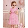Arshiner Flower Girl Dress Toddler Lace Tutu Ruffle Sleeve Wedding Birthday Party Tulle Dresses(Pink)