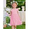 Arshiner Flower Girl Dress Toddler Lace Tutu Ruffle Sleeve Wedding Birthday Party Tulle Dresses(Pink)