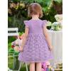 Arshiner Flower Girl Dress Toddler Lace Tutu Ruffle Sleeve Wedding Birthday Party Tulle Dresses(Purple)