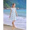 Arshiner Girls Summer Dresses Square Neck Ruffle Sleeve Tie Back A-Line Swing Casual Midi Dress with Pockets(Blue Floral)