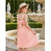 Arshiner Girls Summer Dresses Square Neck Ruffle Sleeve Tie Back A-Line Swing Casual Midi Dress with Pockets(Pink)