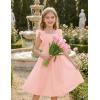 Arshiner Girls Summer Dresses Square Neck Ruffle Sleeve Tie Back A-Line Swing Casual Midi Dress with Pockets(Pink)