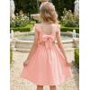 Arshiner Girls Summer Dresses Square Neck Ruffle Sleeve Tie Back A-Line Swing Casual Midi Dress with Pockets(Pink)