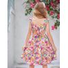 Arshiner Girls Summer Dresses Square Neck Ruffle Sleeve Tie Back A-Line Swing Casual Midi Dress with Pockets(Pink Purple Floral)