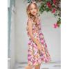 Arshiner Girls Summer Dresses Square Neck Ruffle Sleeve Tie Back A-Line Swing Casual Midi Dress with Pockets(Pink Purple Floral)