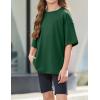 Arshiner Girls T Shirts Oversized Short Sleeve Kids Summer Tops Soft Casual Crewneck Basic Tees(Green)