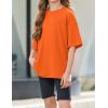 Arshiner Girls T Shirts Oversized Short Sleeve Kids Summer Tops Soft Casual Crewneck Basic Tees(Orange)
