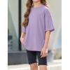 Arshiner Girls T Shirts Oversized Short Sleeve Kids Summer Tops Soft Casual Crewneck Basic Tees(Purple)