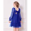 Arshiner Girls Tie Back Dress Puff Long Sleeve Formal Square Neck Party Tulle Dresses(Royal Blue)