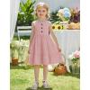Arshiner Toddler Girl Summer Dresses Casual Sleeveless Button Down Swing Flowy Tiered Midi Sundress with Pockets(Dusty Pink)