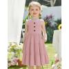 Arshiner Toddler Girl Summer Dresses Casual Sleeveless Button Down Swing Flowy Tiered Midi Sundress with Pockets(Dusty Pink)