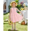 Arshiner Toddler Girl Summer Dresses Casual Sleeveless Button Down Swing Flowy Tiered Midi Sundress with Pockets(White Floral)