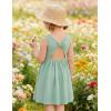 Arshiner Toddler Girls Summer Dress Backless Sleeveless Cotton Casual Beach Party Sundress with Pockets(Light Green)
