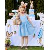 Arshiner Toddler Summer Dress Little Girls Sleeveless Bowknot Sundress Casual Beach Party Dresses with Pocket(Light Blue)