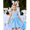 Arshiner Toddler Summer Dress Little Girls Sleeveless Bowknot Sundress Casual Beach Party Dresses with Pocket(Light Blue)